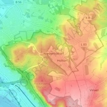 Mapa topográfico Niederholtorf, altitud, relieve