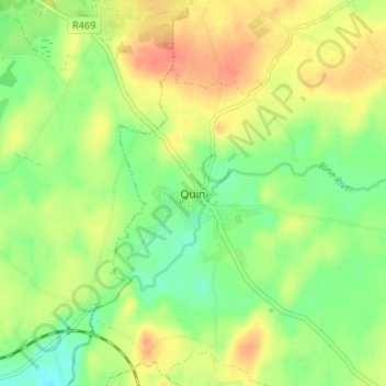 Mapa topográfico Quin, altitud, relieve