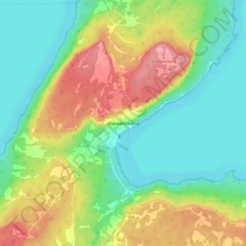 Mapa topográfico Wikwemikong, altitud, relieve