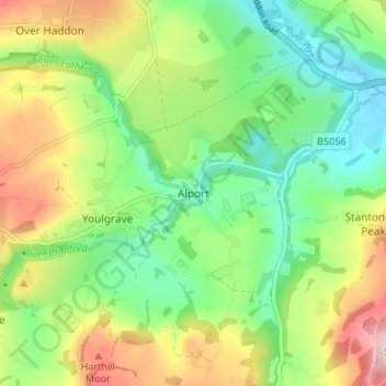 Mapa topográfico Alport, altitud, relieve