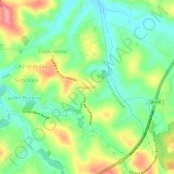 Mapa topográfico Magestic, altitud, relieve
