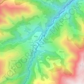 Mapa topográfico Ondarrolle, altitud, relieve
