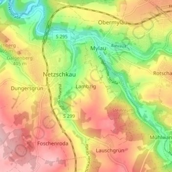 Mapa topográfico Lambzig, altitud, relieve