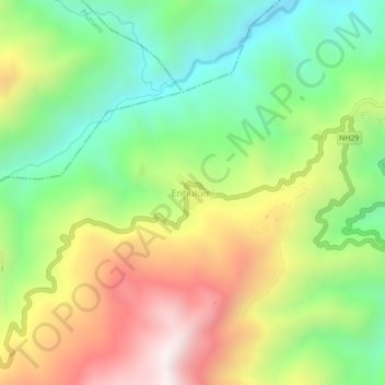 Mapa topográfico Enhulumi, altitud, relieve