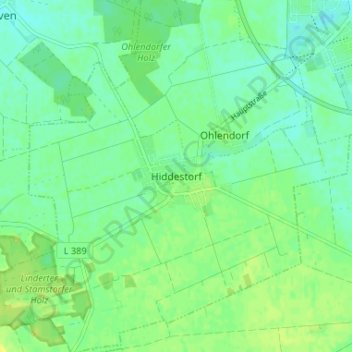 Mapa topográfico Hiddestorf, altitud, relieve