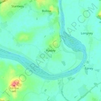 Mapa topográfico Rodley, altitud, relieve