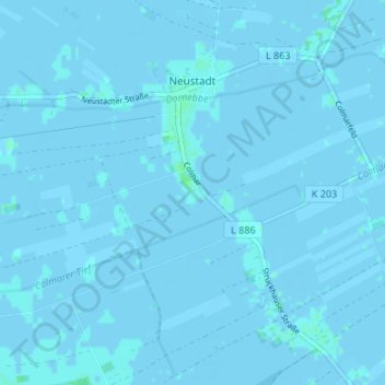 Mapa topográfico Colmar, altitud, relieve
