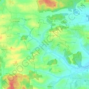 Mapa topográfico Tegernbach, altitud, relieve
