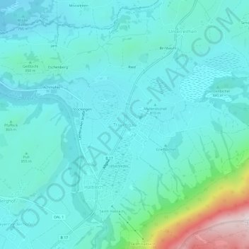 Mapa topográfico Trauchgau, altitud, relieve