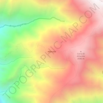 Mapa topográfico Alfarcito, altitud, relieve