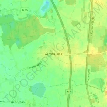 Mapa topográfico Gammellund, altitud, relieve