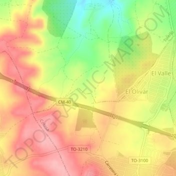 Mapa topográfico Las Alcubillas, altitud, relieve