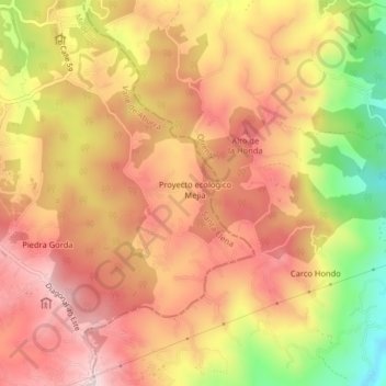 Mapa topográfico Barro Blanco, altitud, relieve