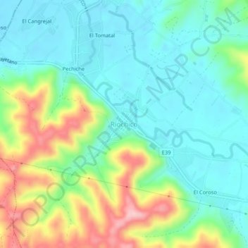 Mapa topográfico Ríochico, altitud, relieve