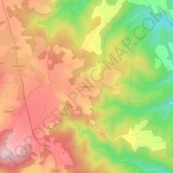 Mapa topográfico Champvert, altitud, relieve