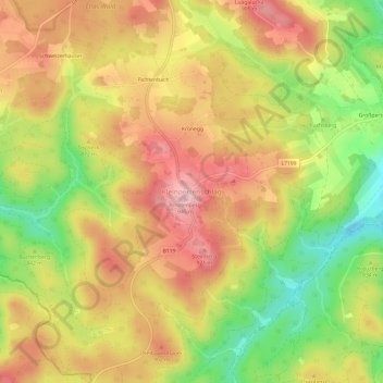 Mapa topográfico Kleinpertenschlag, altitud, relieve
