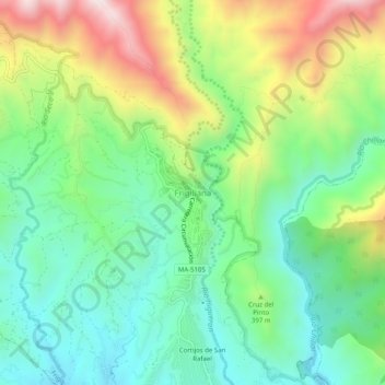 Mapa topográfico Frigiliana, altitud, relieve