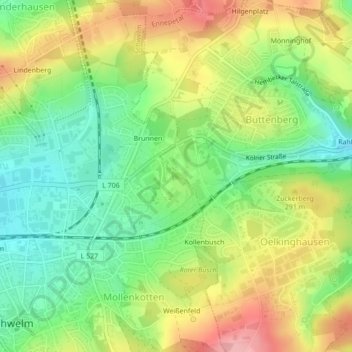 Mapa topográfico Rote Berge, altitud, relieve
