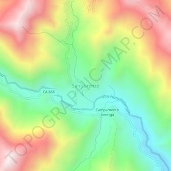 Mapa topográfico San Lorenzo, altitud, relieve