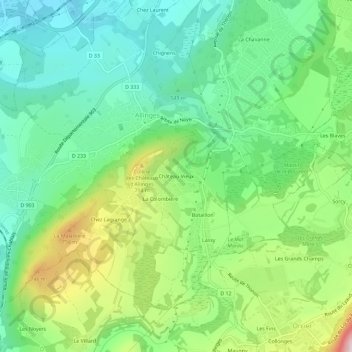 Mapa topográfico Château-Vieux, altitud, relieve