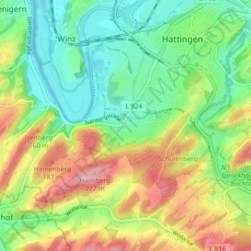 Mapa topográfico Lembeck, altitud, relieve