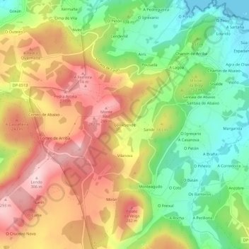 Mapa topográfico Gomesende, altitud, relieve
