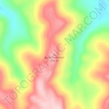 Mapa topográfico Buck Mountain, altitud, relieve