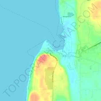Mapa topográfico Fish Creek, altitud, relieve