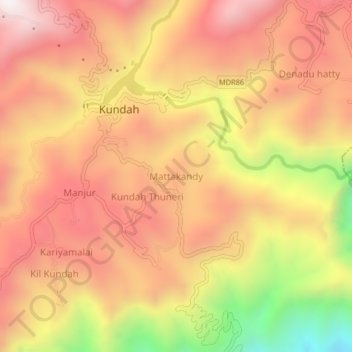 Mapa topográfico Mattakandy, altitud, relieve