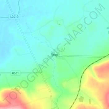 Mapa topográfico Firies, altitud, relieve