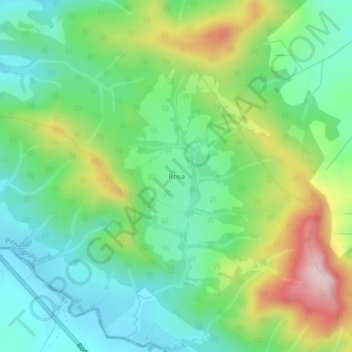 Mapa topográfico Rosa, altitud, relieve