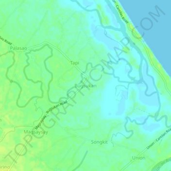 Mapa topográfico Bugsukan, altitud, relieve