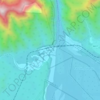 Mapa topográfico Sevoke, altitud, relieve