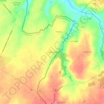 Mapa topográfico L'Ageboutaud, altitud, relieve