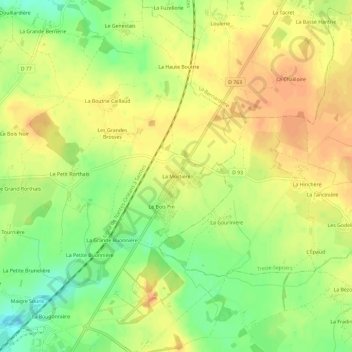 Mapa topográfico La Moctière, altitud, relieve