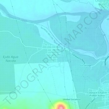 Mapa topográfico Agua Nacida, altitud, relieve