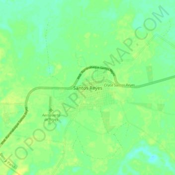 Mapa topográfico Santos Reyes, altitud, relieve