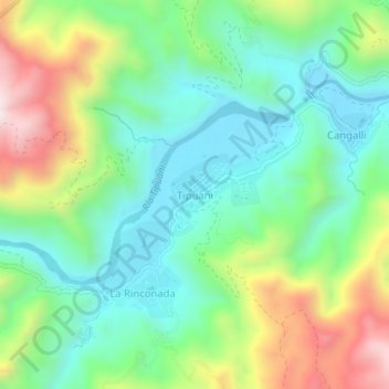 Mapa topográfico Tipuani, altitud, relieve