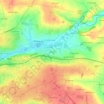 Mapa topográfico Le Plessis, altitud, relieve