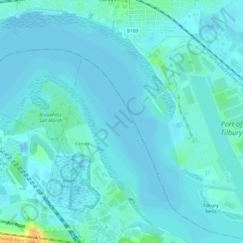 Mapa topográfico Northfleet Hope, altitud, relieve
