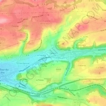 Mapa topográfico Passeron, altitud, relieve