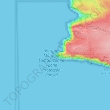 Mapa topográfico Cabo Espichel, altitud, relieve