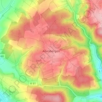 Mapa topográfico Altenbergen, altitud, relieve