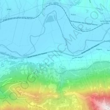 Mapa topográfico Santo Stefano, altitud, relieve