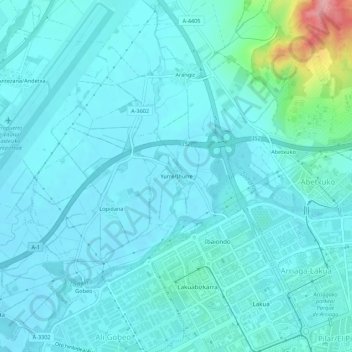 Mapa topográfico Yurre, altitud, relieve