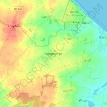 Mapa topográfico Edingthorpe, altitud, relieve