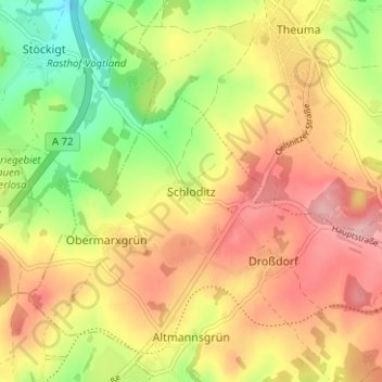 Mapa topográfico Schloditz, altitud, relieve