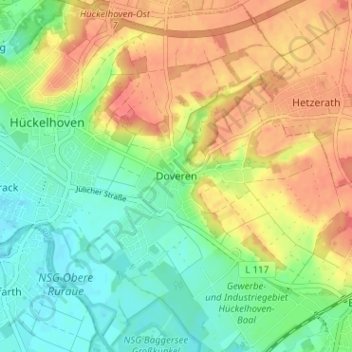 Mapa topográfico Doveren, altitud, relieve