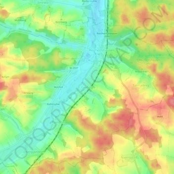 Mapa topográfico Grafing, altitud, relieve