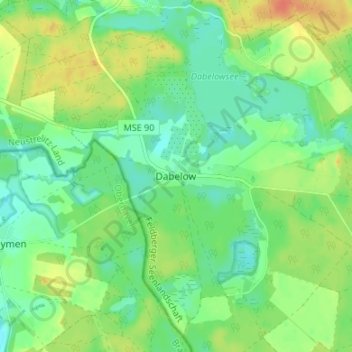Mapa topográfico Dabelow, altitud, relieve